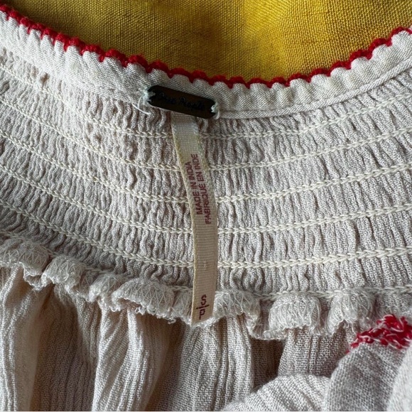 Free People White and Red Embroidered Top - Picture 3 of 4